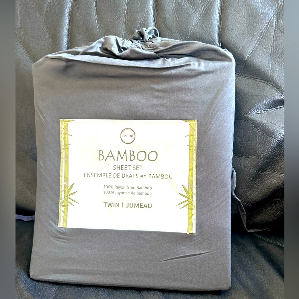 GREY Bamboo Sheet Set TWIN